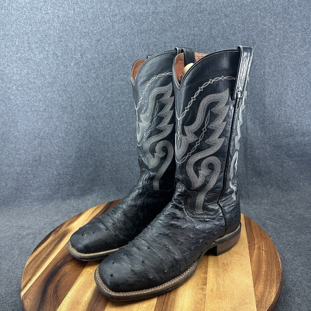 Dan Post Men's Size 8.5D Chandler Full Quill Ostrich Boot Black Cowboy DP2890 - Picture 5 of 12